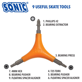 Sonic Pro Inline Hockey Skate Tool - All-In-One - 9 Functions - Orange