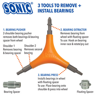 Sonic Pro Inline Hockey Skate Tool - All-In-One - 9 Functions - Orange