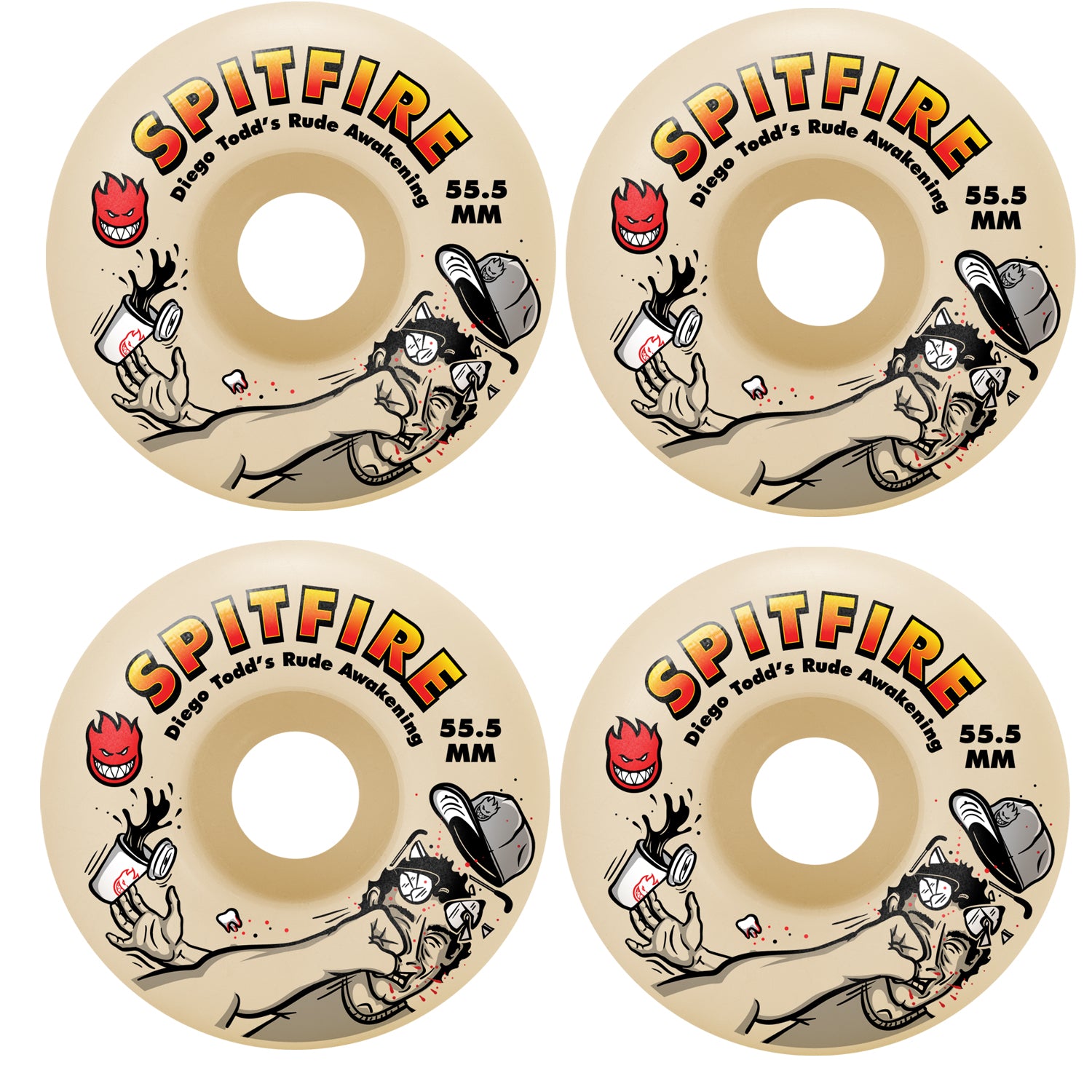Spitfire Skateboard Wheels 55.5mm F4 99A Diego Todd Rude Awakening