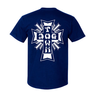 Dogtown Skateboard T-Shirt Cross Logo Navy/White