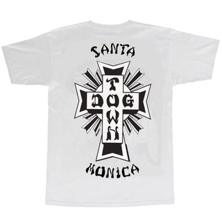 Dogtown Skateboard T-Shirt Santa Monica Cross Logo White/Black