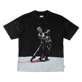 Welcome x Batman Skateboard T-Shirt Rain Dance All-Over Print Black