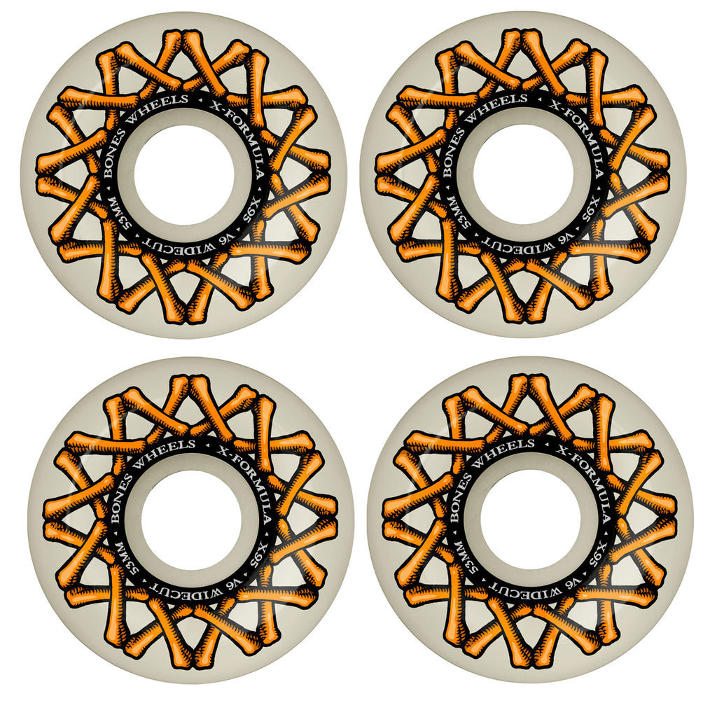 Roues De Skateboard Bones V6 Widecut 53 Mm - Dureté 95A - Coupe Large - Modèle X-Formula - Neuf