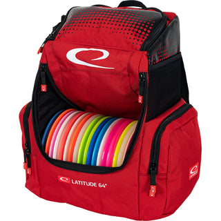 Latitude 64 Disc Golf Core Pro Backpack Bag - Red - Holds 18 Discs