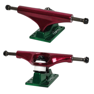 Core Hollow Trucks 5.25 (8.0") Anodized Red With Green Base (Hollow Kingpin)