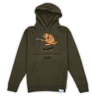GRIZZLY Grip Hoodie SWEATSHIRT Right to Arm Bears ARMY XL