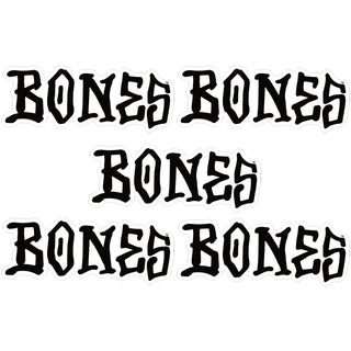 Bones Wheels Skateboard Sticker Logo White Base/Black 7" x 2.5" 5-Pack