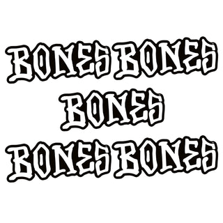 Bones Wheels Skateboard Sticker Logo Black Base/White 7" x 2.5" 5-Pack