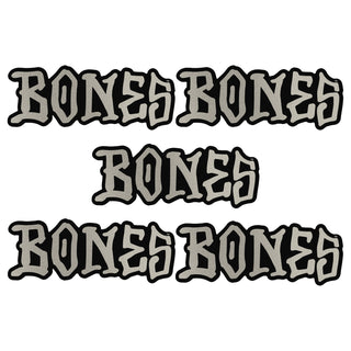 Bones Wheels Skateboard Sticker Logo Black/Chrome 7" x 2.5" 5-Pack