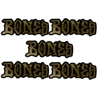 Bones Wheels Skateboard Sticker Logo Black/Gold 7" x 2.5" 5-Pack