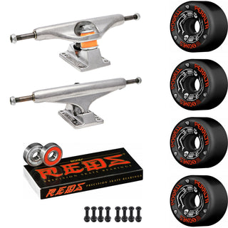 Independent Skateboard Package - 169 (9.12") Trucks, Powell Peralta G-Bones Black Wheels, Bones Reds