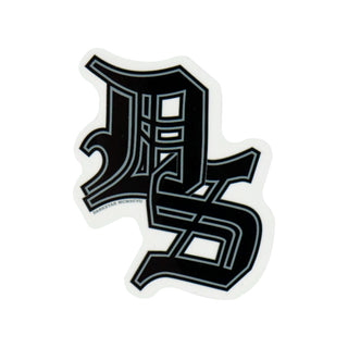 Darkstar Skateboards Old English Initials Sticker Black/Grey 3" x 3"