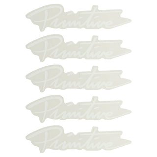 Primitive Skateboard Sticker Script Logo White 5.5"x1.5" 5-Pack
