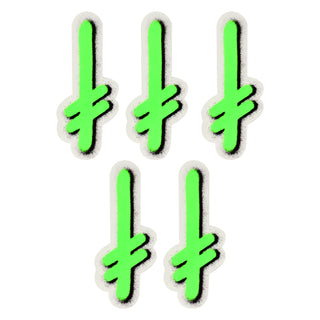 Deathwish Skateboards Sticker Gang Logo Mylar Green/Black 2.5" x 5.5" 5-Pack