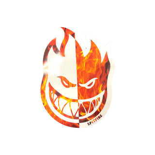 Spitfire Wheels Mylar Skateboard Sticker Two Tone Flame White/Orange 4.5" x 6"