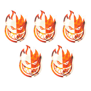 Spitfire Wheels Mylar Skateboard Stickers Two Tone Flame White/Orange 4.5" x 6" 5-Pack