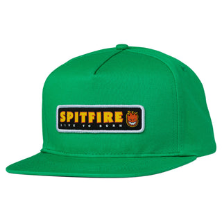Spitfire Wheels Hat Live to Burn Patch Snapback Green