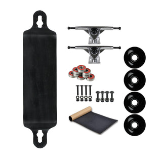 Moose Longboard 9.75" x 41.25" Double Drop (Down/Through) Black (All Parts Included)