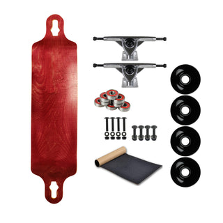 Moose Longboard 9.75" x 41.25" Double Drop (Down/Through) Red (All Parts Included)