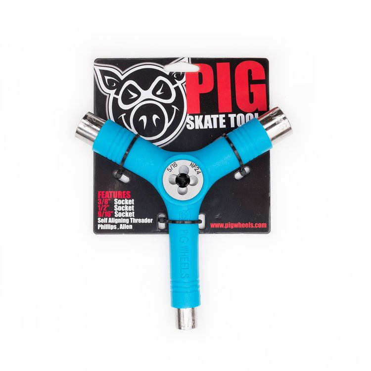 Pig Skate Tool Tri Socket All In One With Threader - Blue – TGM Skateboards