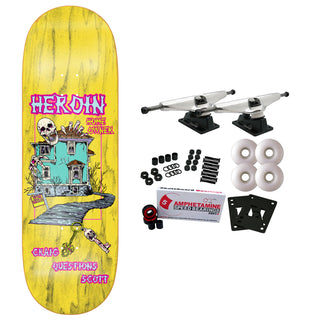 Heroin Skateboard Complete Craig Questions Die Tonight 10" x 32" Assorted Colors