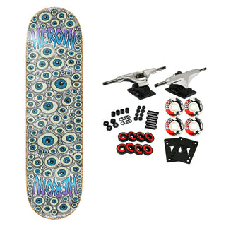 Heroin Skateboard Complete Eyes Holographic Symmetrical 8.5" x 32"