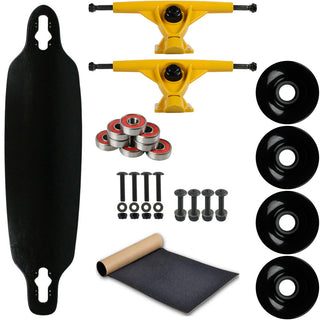 Moose Longboard 9" x 36" Drop Through Dipped Black (All Parts Included)