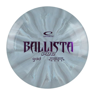 Latitude 64 Disc Golf Gold Burst Ballista Pro Distance Driver 14/4/0/3 Light Grey/Purple 173 grams