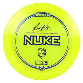 Discraft Disc Golf Ricky Wysocki Signature Series Z Line Nuke Driver 13/5/-1/3 Yellow/Navy Shatter 173-174g