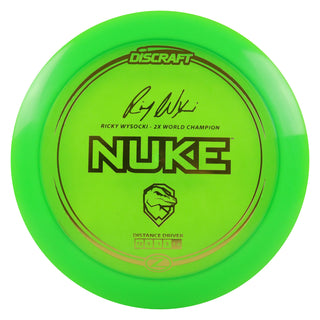 Discraft Disc Golf Ricky Wysocki Signature Series Z Line Nuke Driver 13/5/-1/3 Green/Gold 173-174g