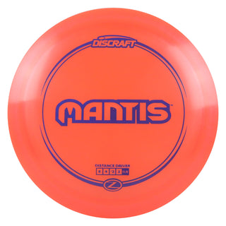Discraft Disc Golf Z Line Mantis Distance Driver 8/4/-2/2 Light Red/Navy 167-169g