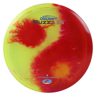 Discraft Disc Golf Z Line Fly Dye Buzzz SS Midrange Disc 5/4/-2/1 Red Yellow/Blue Silver 175-176g