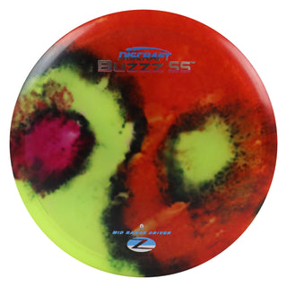 Discraft Disc Golf Z Line Fly Dye Buzzz SS Midrange Disc 5/4/-2/1 Red Yellow Black/USA 175-176g