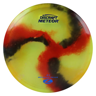 Discraft Disc Golf Z Line Fly Dye Meteor Midrange Disc 5/5/-3/1 Red Black Yellow Swirl/Blue 173-174g