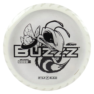 Discraft Disc Golf Fuzed Line Buzzz with Saw Pattern Midrange 5/4/-1/1 Clear with White Saw/Black 175-176g
