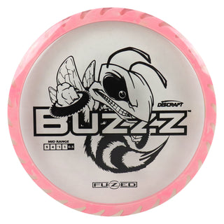 Discraft Disc Golf Fuzed Line Buzzz with Saw Pattern Midrange 5/4/-1/1 Clear with Pink Saw/Black 175-176g