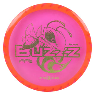 Discraft Disc Golf Fuzed Line Buzzz with Saw Pattern Midrange 5/4/-1/1 Pink with Orange Saw/Gold Shimmer 167-169g