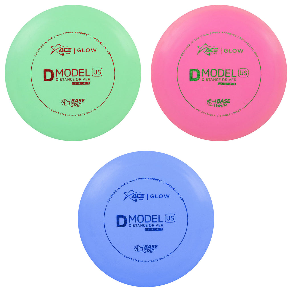 Ace Line Disc Golf BaseGrip Glow D Model US Distance Driver 13/6/-3/1 ...