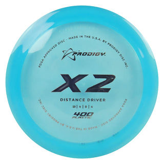 Prodigy Disc Golf 400 X2 Distance Driver 13/4/0/4 Blue/Silver 172 grams