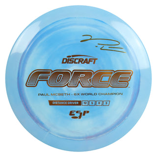 Discraft Disc Golf Paul McBeth Signature ESP Force Distance Driver 12/5/0/3 Blue/Orange 174g