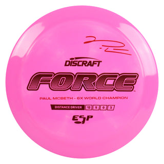 Discraft Disc Golf Paul McBeth Signature ESP Force Distance Driver 12/5/0/3 Pink/Maroon 171g