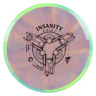 Axiom Disc Golf Cosmic Neutron Insanity Distance Driver 9/5/-2/1.5 Dark Pink Peach/Lime Green 159 grams