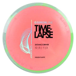 Axiom Disc Golf Simon Lizotte Line Fission Time Lapse Driver 12/5/-1/3 Pink/Green Grey 162 grams