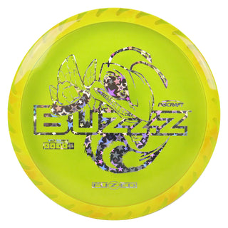 Discraft Disc Golf Fuzed Line Buzzz with Saw Pattern Midrange 5/4/-1/1 Yellow with Pink Saw/Holo Stars 175-176g