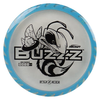 Discraft Disc Golf Fuzed Line Buzzz with Saw Pattern Midrange 5/4/-1/1 Clear with Blue Saw/Black 170-172g