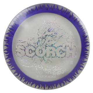 Discraft Disc Golf FuZed Line Scorch with Flame Pattern Distance Driver 11/6/-2/2 Clear with Purple Flame/Holo Stars 170-172g