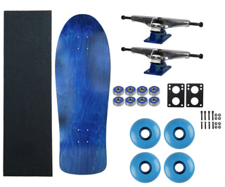 Moose Old School 30" Stained Blue, Hollow Silver/Blue Trucks, 58mm Blue Wheels