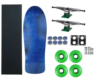 Moose Old School 30" Stained Blue, Hollow Silver/Green Trucks, 58mm Green Wheels