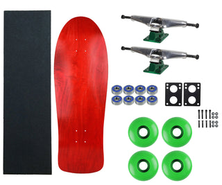 Moose Old School 30" Stained Red, Hollow Silver/Green Trucks, 58mm Green Wheels