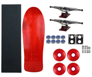 Moose Old School 30" Stained Red, Hollow Silver/Red Trucks, 58mm Red Wheels